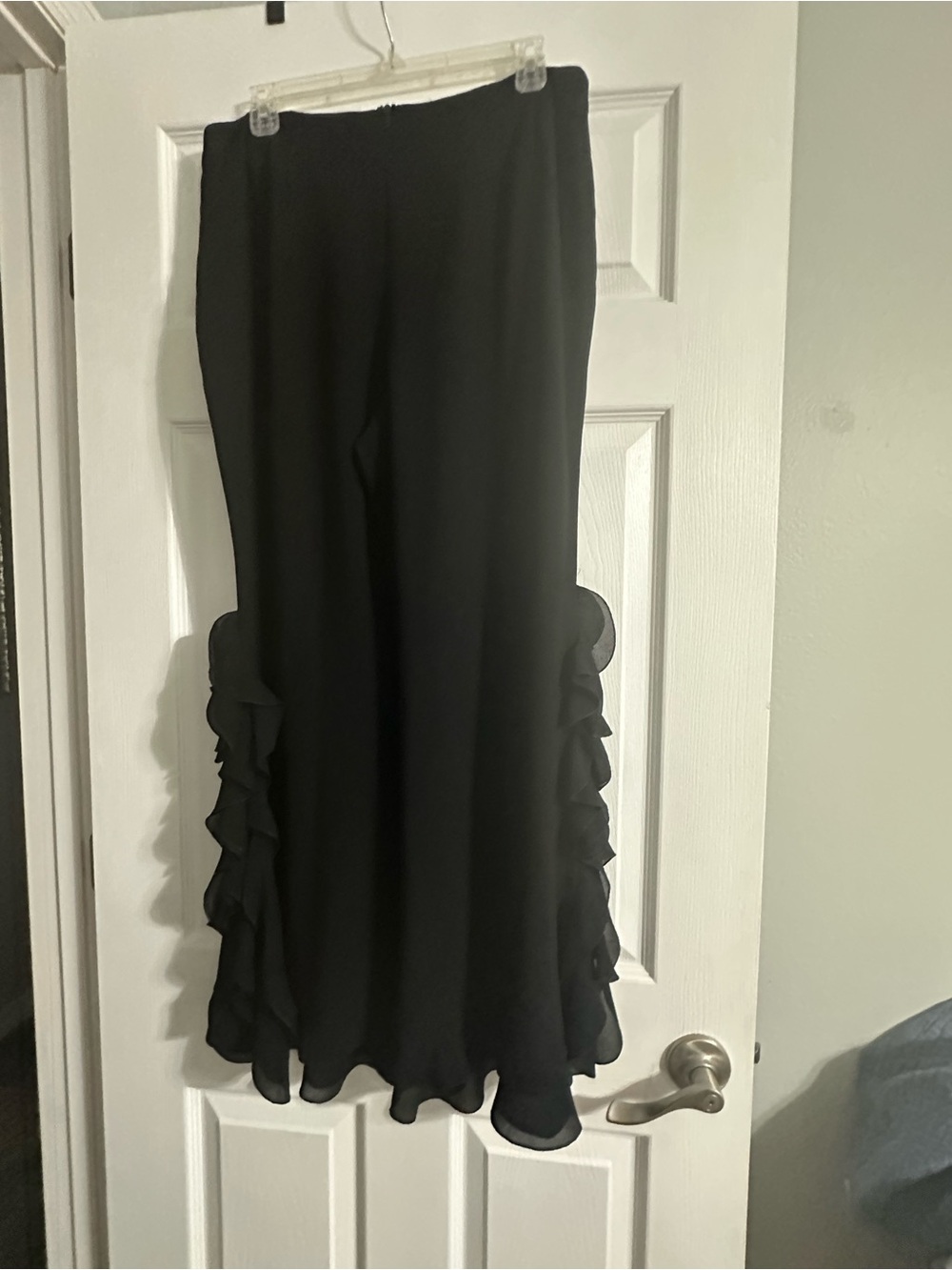 Adrianna Papell Black Evening Dress Pants with ruffles size 12